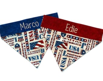 Personalized Patriotic Dog Bandana: Embroidered 4th of July Pet Scarf