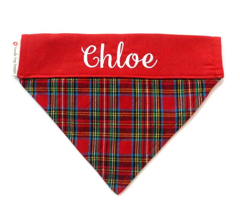 Personalized Christmas Plaid Dog Bandana Scottie Dog Scarf Etsy
