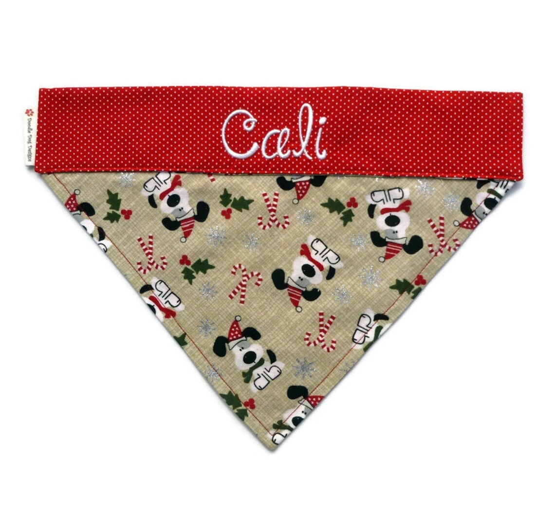 Christmas Dog Bandana Personalized Custom Holiday Pet Scarf Etsy