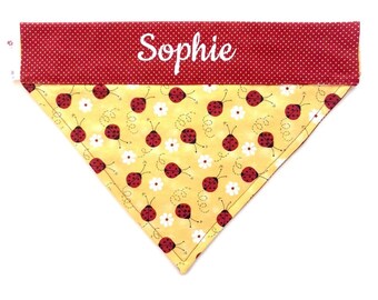 Personalized Ladybug Dog Bandana: Spring Daisy Pet Scarf