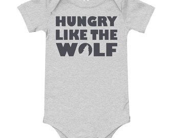 Hungry like the wolf | Funny baby onesie, baby shower gift, 1980s baby shower, 1980s baby clothes