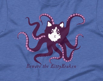 Beware the KittyKraken | Fun silly octopus cat sea monster nautical mythical creature t-shirt