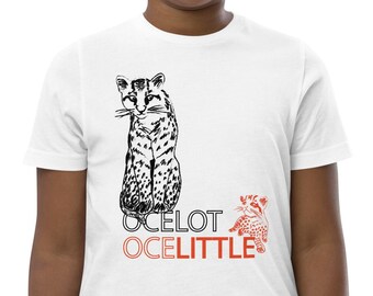 Ocelot, ocelittle | Kids silly animal tee, kids funny cat shirt, cat lover shirt, cat lover gift, funny pun shirt, kitten