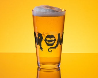 MOMSTER | Funny unique Halloween pint glass, mom sister friend gift for her, scary monster gift, hostess housewarming gift