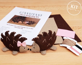 Hedgehog Kit - DIY Plush Felt Hedgehog Sewing Kit, Gift for Crafters