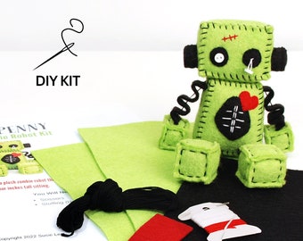 DIY Felt Zombie Kit - Sewing Kit - Includes Pattern and Supplies - Halloween Craft