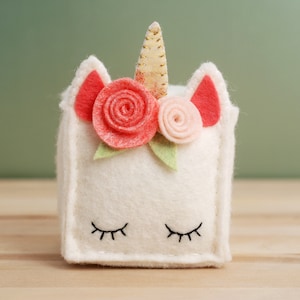 DIY Plush Unicorn Cube Pattern Felt Unicorn Sewing Pattern with Flower Crown, Crafting and Creating image 5