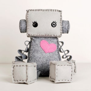 Large Huggable Robot with a Pink Heart image 2