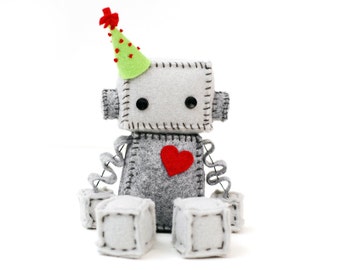 Birthday Robot, Geeky Plush Birthday Gift Idea