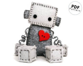 gift for boy 10 inch boy-bot baby shower gift soft plushy birthday gift stuffed robot back pocket MINI-BOT made to order ribbon tab