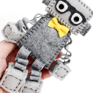 Geeky Plush Robot with Nerdy Glasses Pick Your Color Bowtie Geek Gift Idea image 3