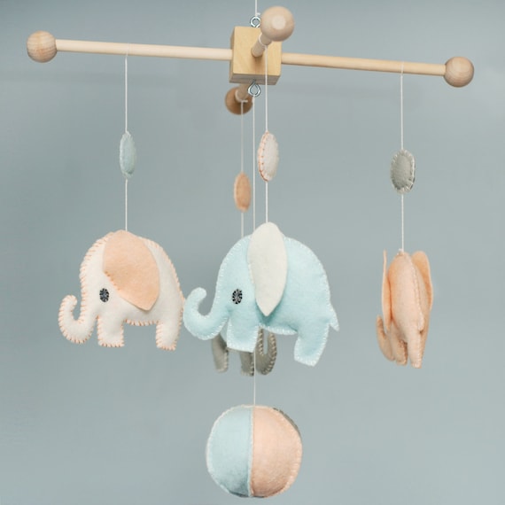 Diy Baby Elephant Mobile Felt Pattern Nursery Decor Sewing Etsy