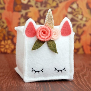 DIY Plush Unicorn Cube Pattern Felt Unicorn Sewing Pattern with Flower Crown, Crafting and Creating image 4