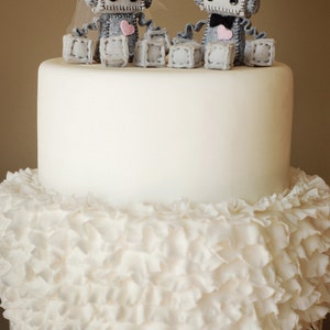 Mini Robot Cake Toppers Bride and/or Groom Robots Geek Wedding Plush Robots image 4