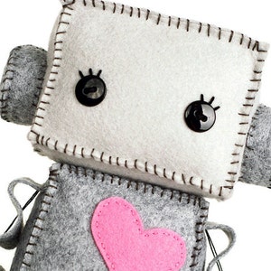 Large Huggable Robot with a Pink Heart image 1