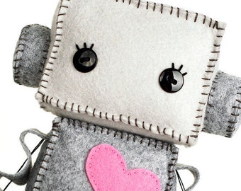 Large Huggable Robot with a Pink Heart