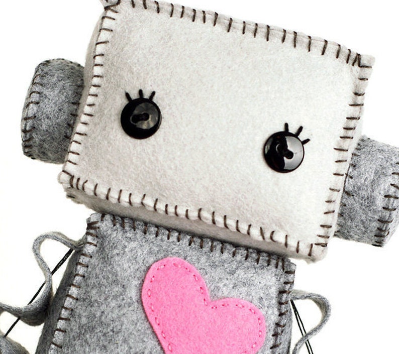 Large Huggable Robot with a Pink Heart image 1