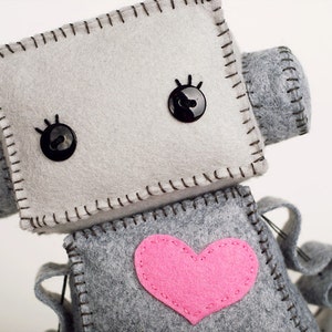 Large Huggable Robot with a Pink Heart image 3