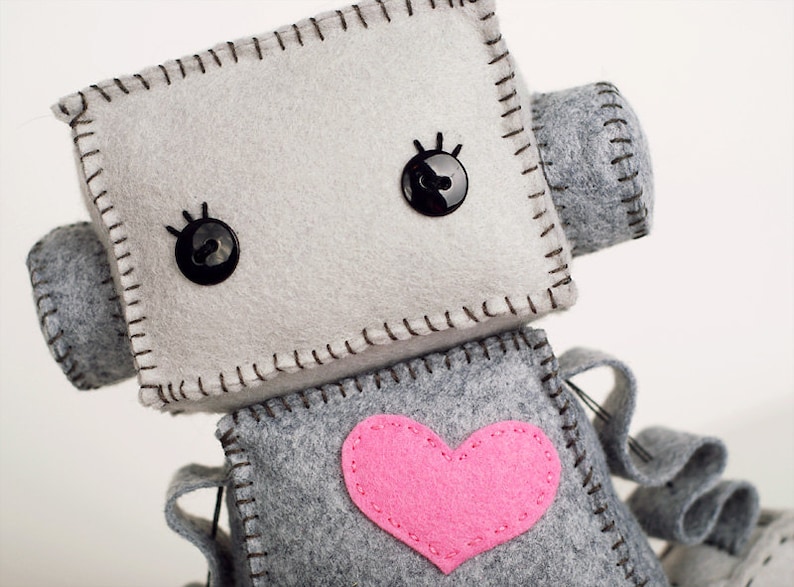 Large Huggable Robot with a Pink Heart image 3