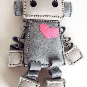 Large Huggable Robot with a Pink Heart image 4