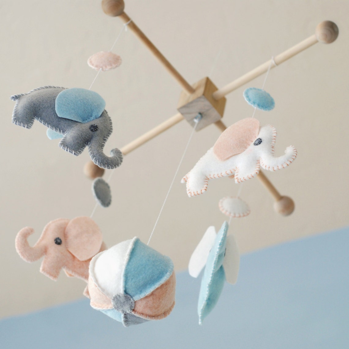 DIY Baby Elephant Mobile Felt Pattern Nursery Decor Sewing Etsy