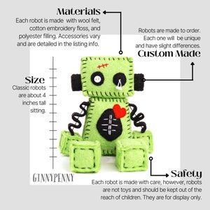 Zombie Robot Plush with Stitches and a Red Heart Halloween Decor Gift Idea image 5