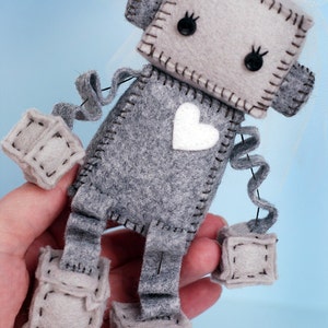 Bride and/or Groom Robot Plush with Top Hat, Veil and White Heart, Plush Robots image 2