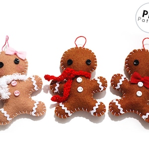 DIY Gingerbread Man Ornament PDF Pattern Christmas Decoration Wool Felt Pattern Felt Gingerbread Men Make a Ginger Boy and Girl image 1