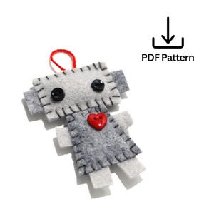 Robot Ornament PDF Pattern - Christmas Robot Decoration - Wool Felt Printable Pattern