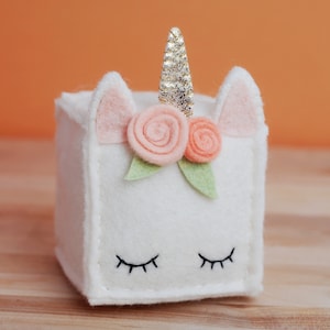 DIY Plush Unicorn Cube Pattern Felt Unicorn Sewing Pattern with Flower Crown, Crafting and Creating image 6