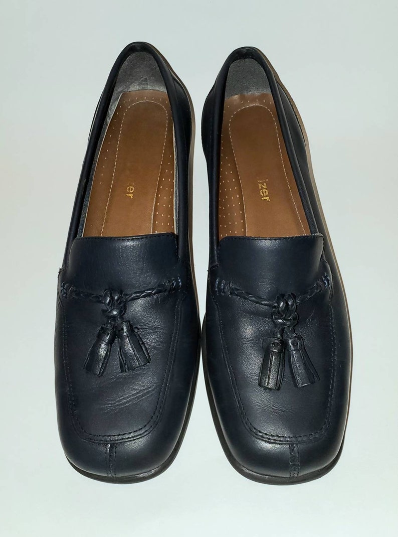 Vintage Naturalizer Womens Navy Blue Leather Tassel Loafers Sz | Etsy