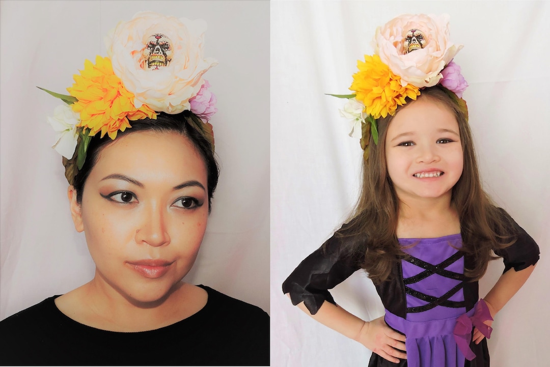 Yellow, Pink, Lavender, and White Floral Sugar Skull  display picture 1