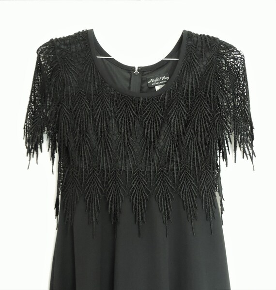 Vintage 80s Night Way Collections Black Fringe La… - image 3