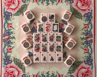 Sweet Retro PINK Vintage Cardinal Mah Jongg Set - 152 tiles, 8 jokers, NMJL ready