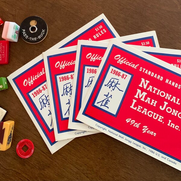Vintage 1986-87 National Mah Jongg League Official Card Standard Hands And Rules Mahjong NMJL, set of 4