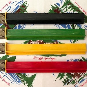 Vintage Mah Jongg Bakelite racks, with Primary Colors - fun retro palette!