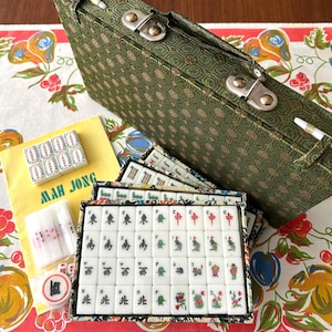 Schattige vintage MINT reisset Mah Jongg - New Old Stock, 152 tegels, klaar voor NMJL