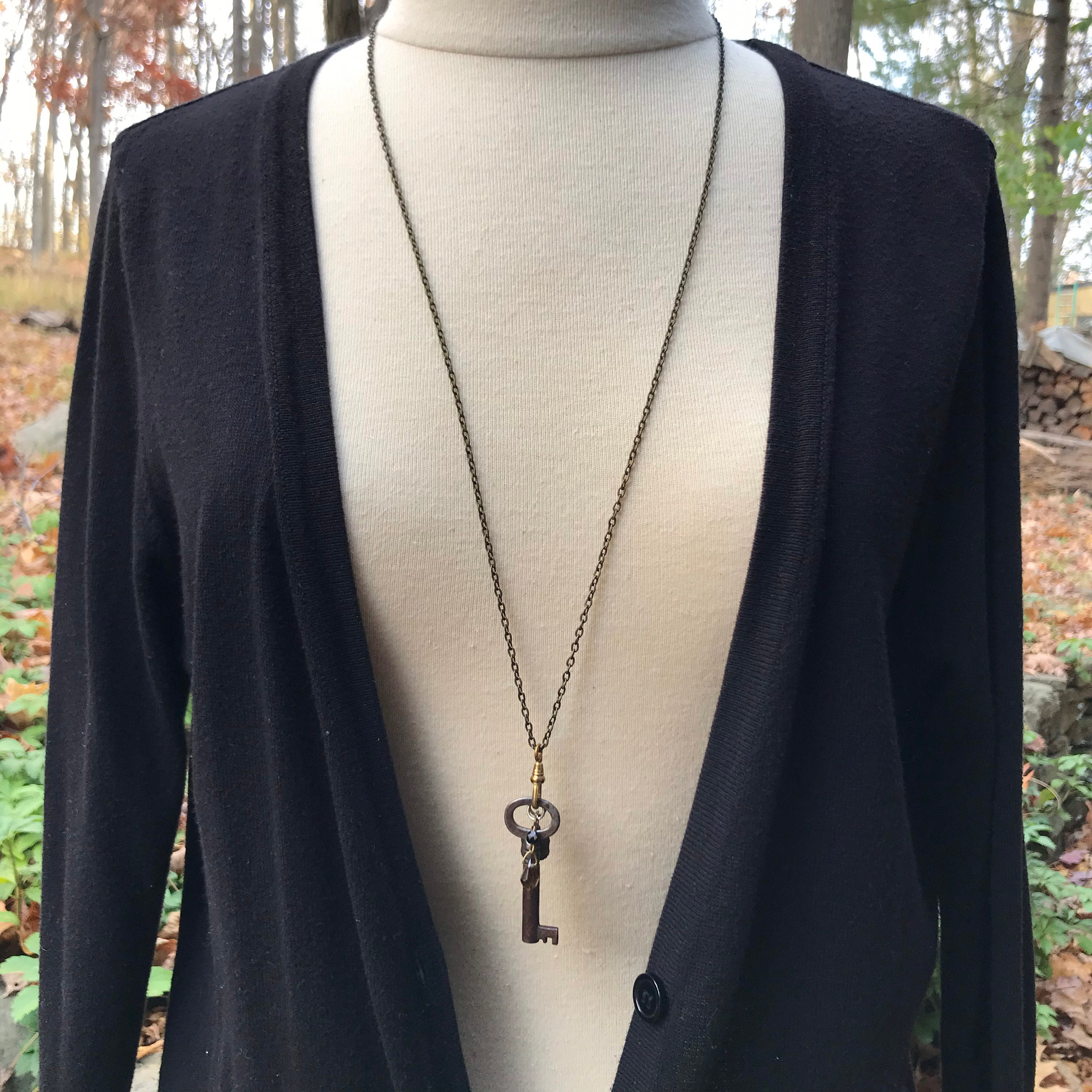 Antique Industrial Key and Fob Necklace Assemblage Amber - Etsy