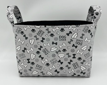 Dog Lover Fabric Basket - Personalized Gift Basket/Bag - Organizer Bin