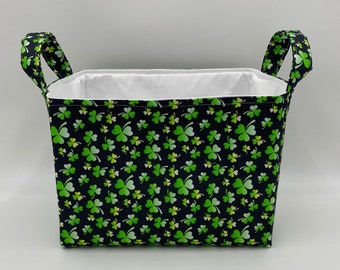 Irish Shamrock Fabric Basket - Personalized Gift Basket/Bag - Organizer Bin