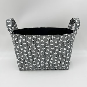 Grey Black & White Floral Fabric Basket - Personalized Gift Basket/Bag - Organizer Bin