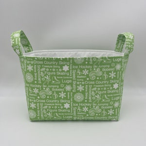 Winter Sports Fabric Basket - Personalized Gift Basket/Bag - Organizer Bin