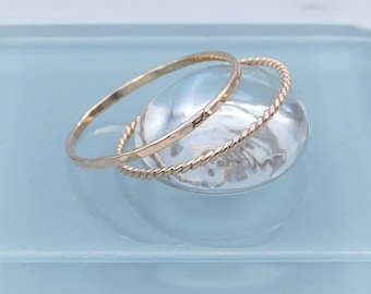 2 Gold Stacking Rings, 1mm Wide Twisted & Hammered Rings, Set of Two 14K Gold Filled Stacking Rings, Stack Rings