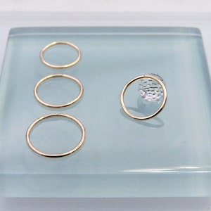 Solid 14K Gold Nose Hoop, Handcrafted 14K Solid Yellow Gold Nose Ring, 6mm, 7mm, 8mm, Or 9mm Endless Hoop, .51mm, .64mm, Or .81mm Thick Ring image 3