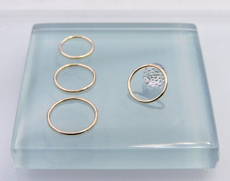 Solid 14K Gold Nose Hoop, Handcrafted 14K Solid Yellow Gold Nose Ring, 6mm, 7mm, 8mm, Or 9mm Endless Hoop, .51mm, .64mm, Or .81mm Thick Ring image 3