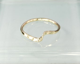 Gold or Rose Gold Wave Ring, 1.3mm Wide 14K Gold Filled or 14K Rose Gold Filled Wave  Ring, Gold or Rose Gold Twisted Stacking Ring