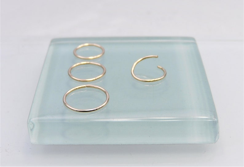 Solid 14K Gold Nose Hoop, Handcrafted 14K Solid Yellow Gold Nose Ring, 6mm, 7mm, 8mm, Or 9mm Endless Hoop, .51mm, .64mm, Or .81mm Thick Ring image 4