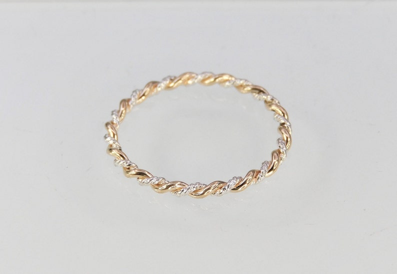 Gold and Silver Twist Ring, Braided Ring, 14K Gold Filled & Sterling Silver Stack Ring, Gold and Silver Twisted Ring, Stacking Ring image 5