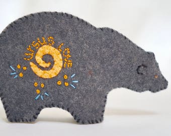 Bear felt pdf download pattern polar grizzly teddybear doll ornament