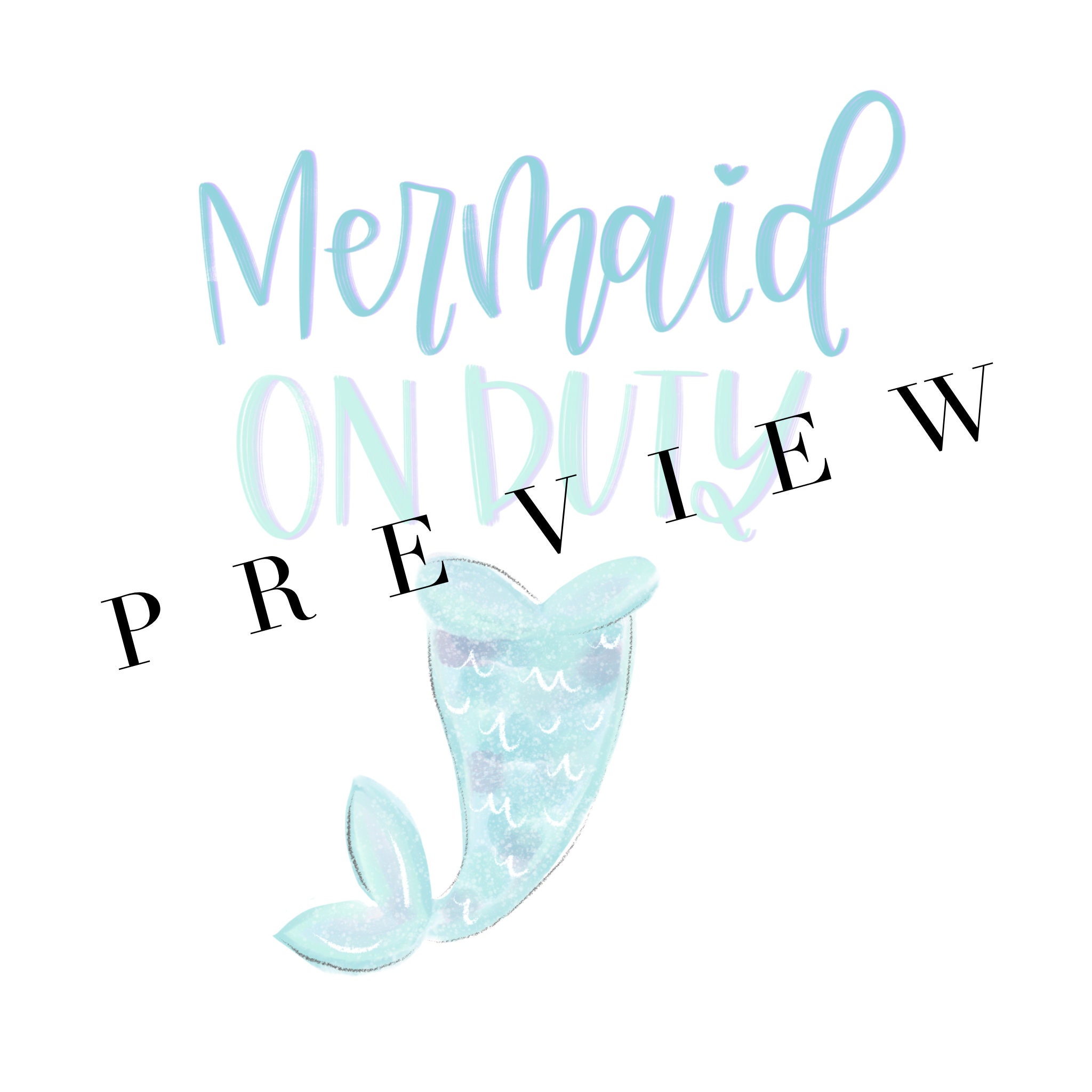 Mermaid On Duty Hand-Drawn Digital Image .png file 8 by 10 | Etsy